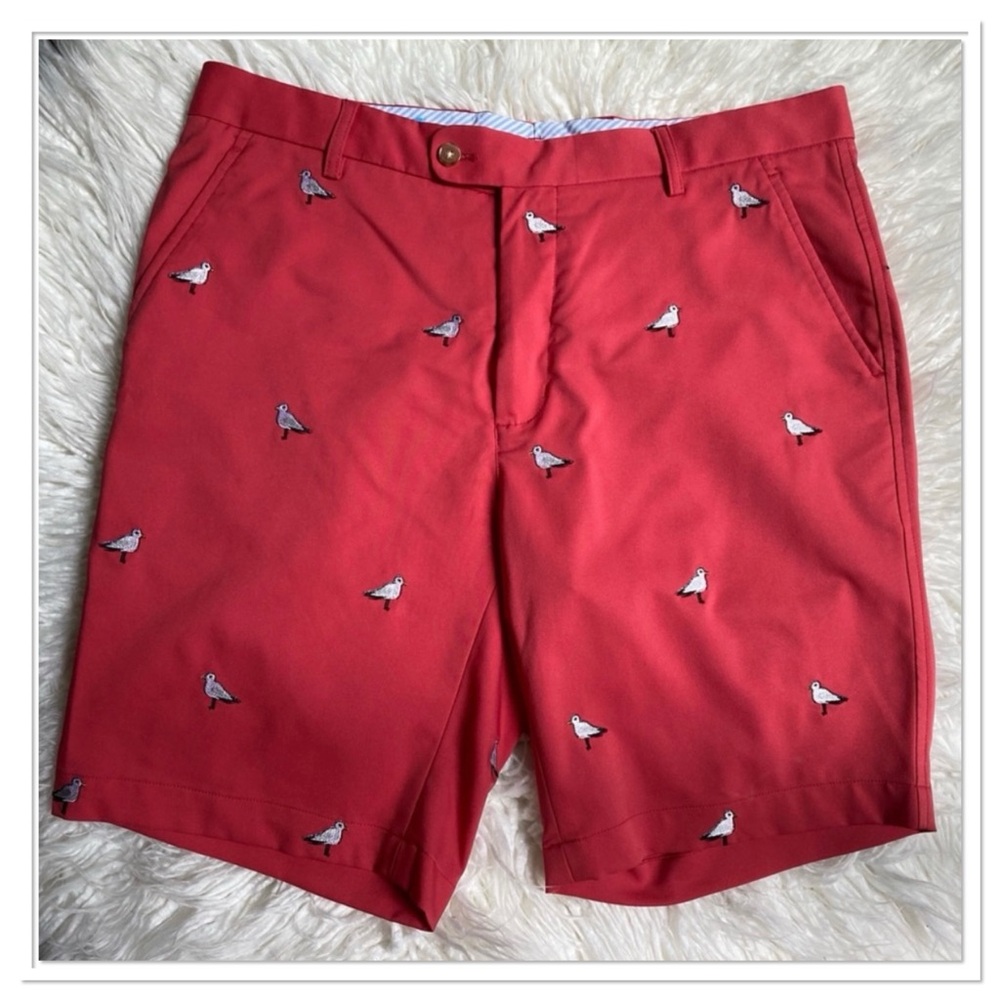 J.McLaughlin Bradley Shorts Embroidered Bird Print Persimmon Red Size 34